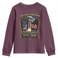 Astronaut 250 Years Of Pioneer Spirit Youth Sweatshirt Patriotic Astronaut Graphic Gift