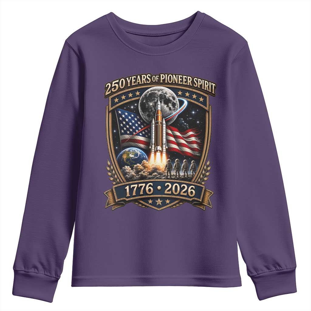 Astronaut 250 Years Of Pioneer Spirit Youth Sweatshirt Patriotic Astronaut Graphic Gift