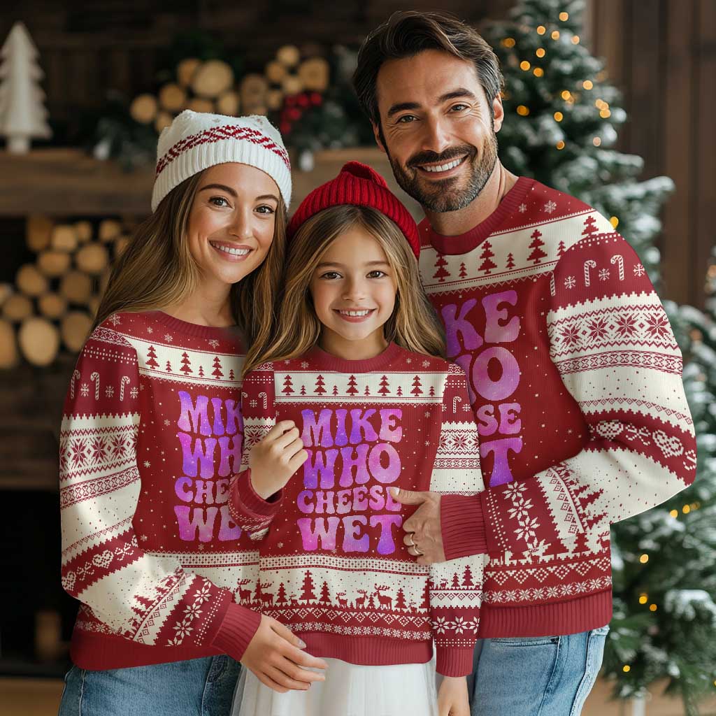 Funny Adult Humor Ugly Christmas Sweater Mike Who Cheese Wet