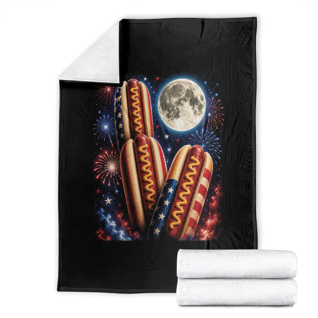 4th Of July Hotdog Fireworks Throw Blanket American Food Lovers