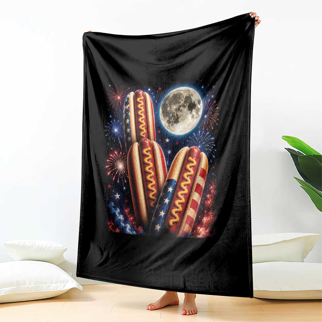 4th Of July Hotdog Fireworks Throw Blanket American Food Lovers