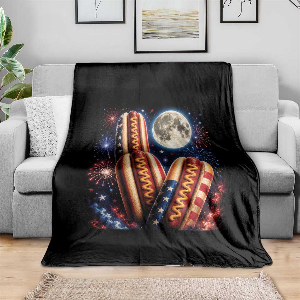 4th Of July Hotdog Fireworks Throw Blanket American Food Lovers