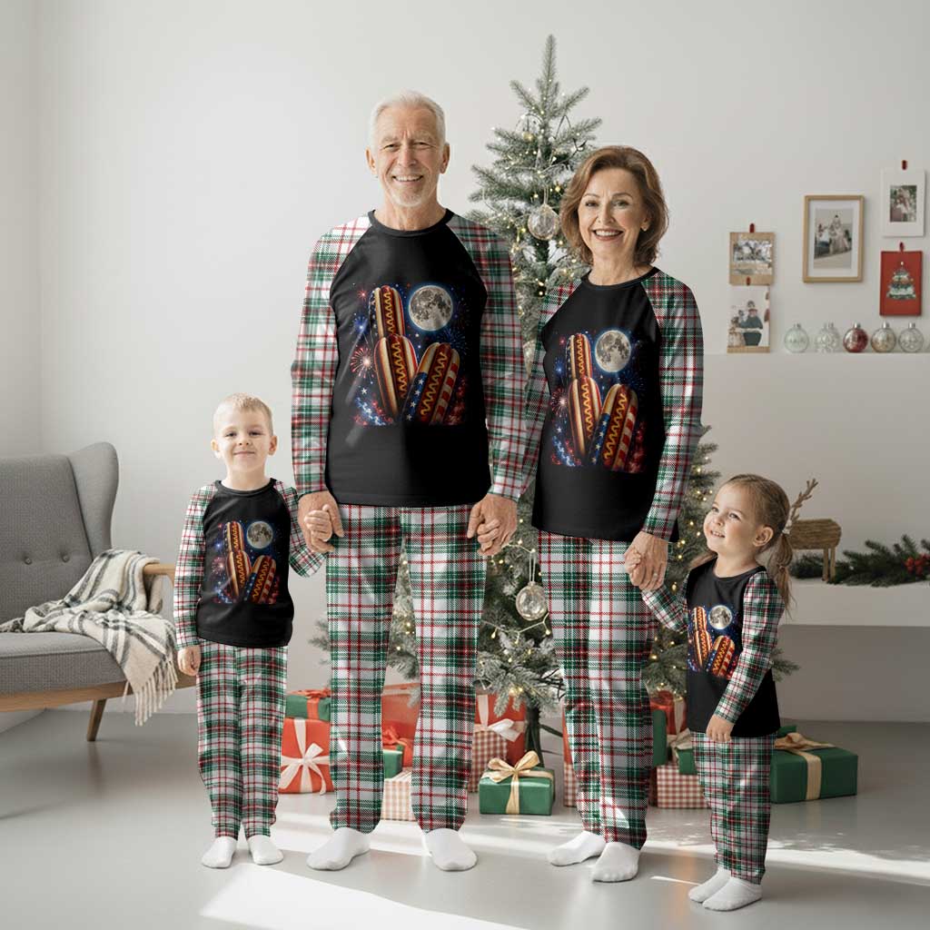 4th Of July Hotdog Fireworks Plaid Pajama Set American Food Lovers