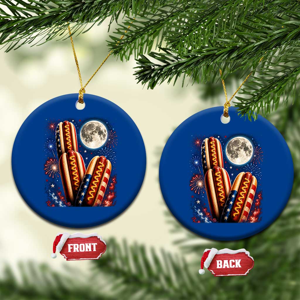 4th Of July Hotdog Fireworks Ceramic Ornament American Food Lovers
