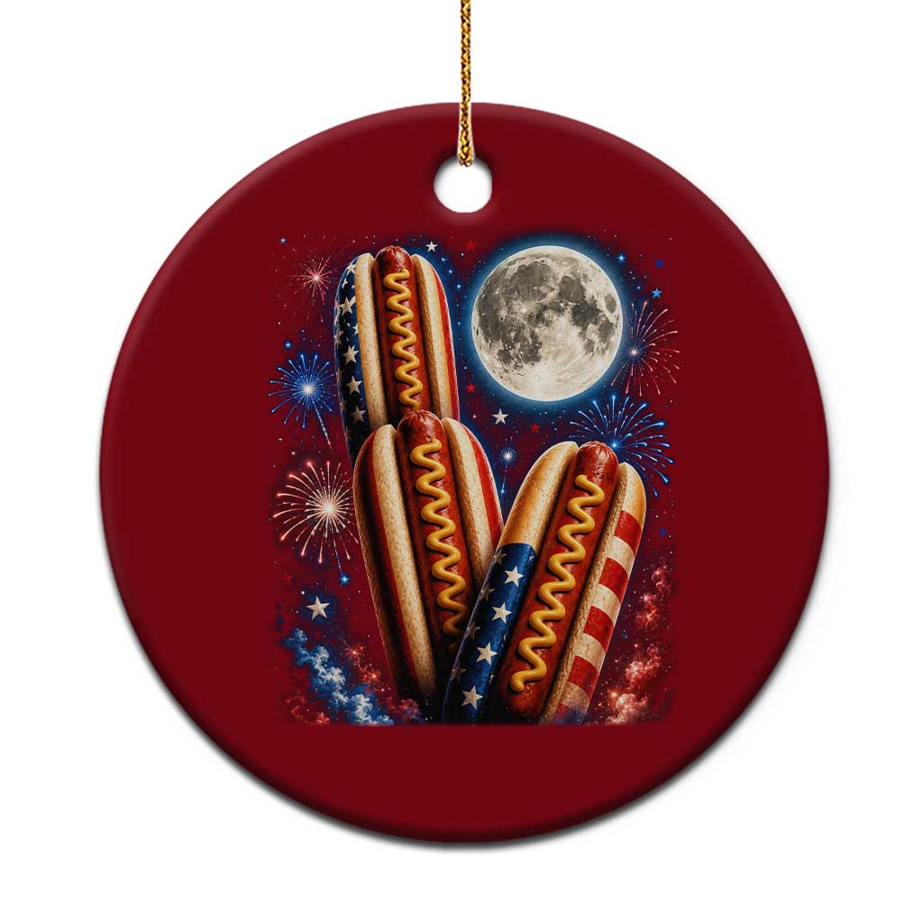 4th Of July Hotdog Fireworks Ceramic Ornament American Food Lovers