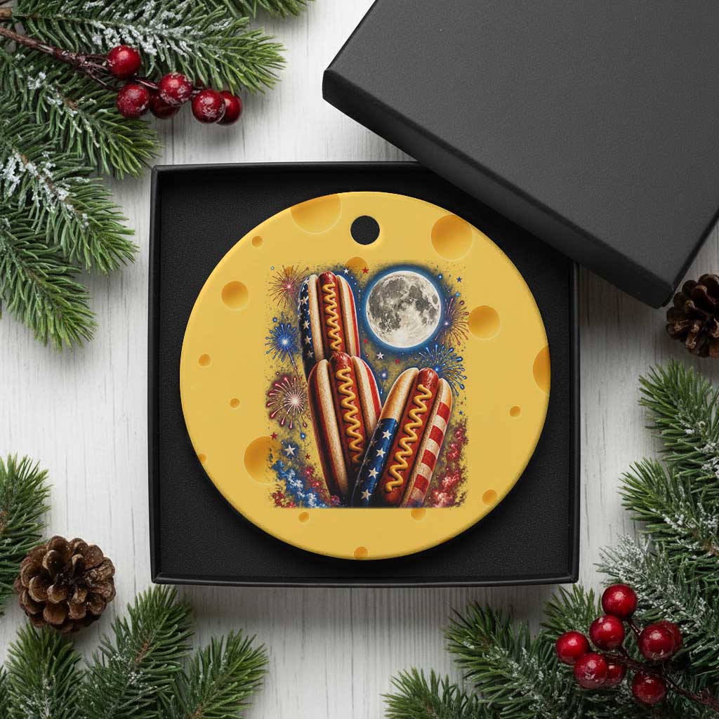 4th Of July Hotdog Fireworks Ceramic Ornament American Food Lovers