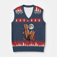 4th Of July Hotdog Fireworks V-Neck Knit Sweater Vest American Food Lovers