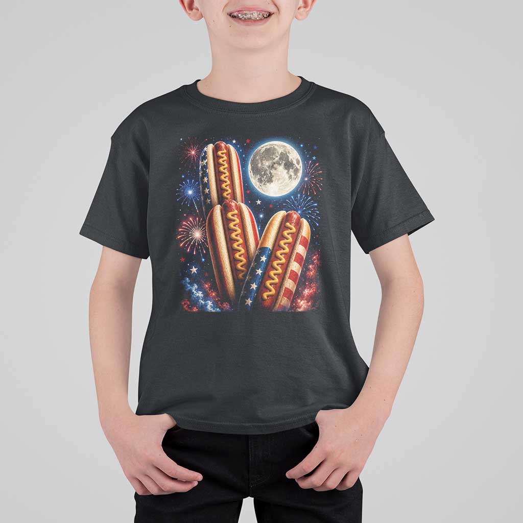 4th Of July Hotdog Fireworks T Shirt For Kid American Food Lovers