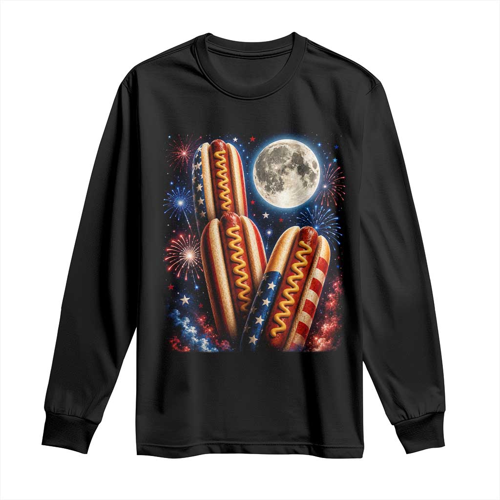 4th Of July Hotdog Fireworks Long Sleeve Shirt American Food Lovers