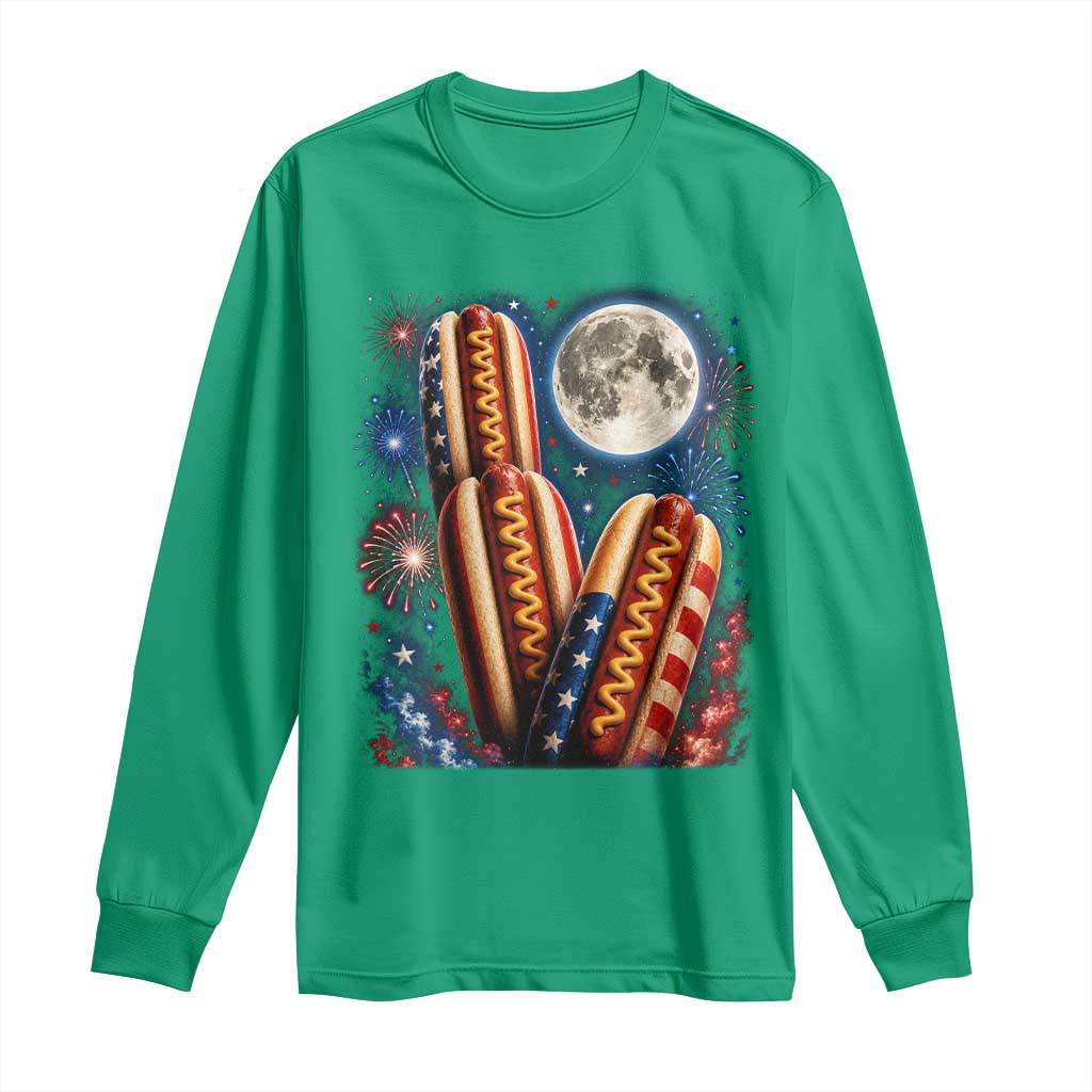 4th Of July Hotdog Fireworks Long Sleeve Shirt American Food Lovers