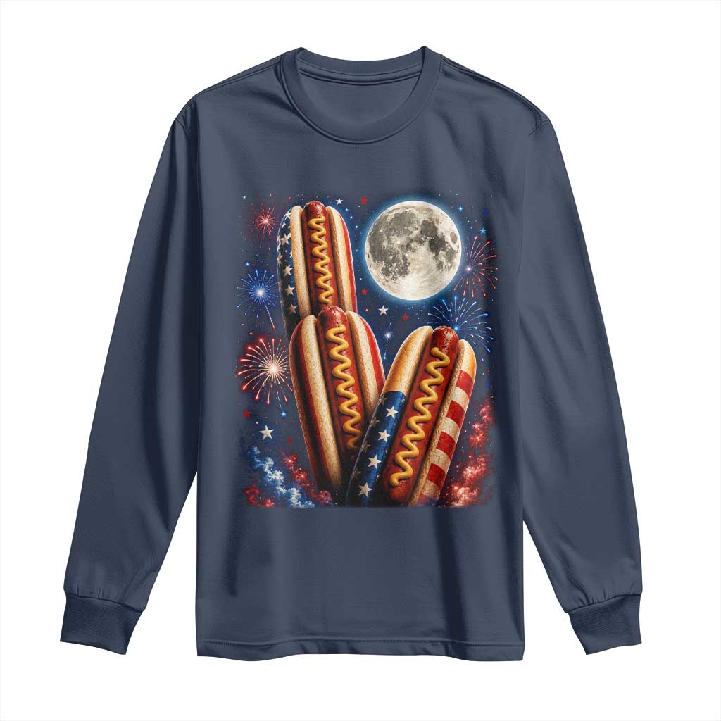 4th Of July Hotdog Fireworks Long Sleeve Shirt American Food Lovers