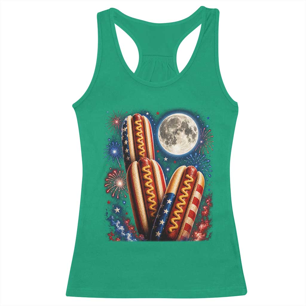 4th Of July Hotdog Fireworks Racerback Tank Top American Food Lovers