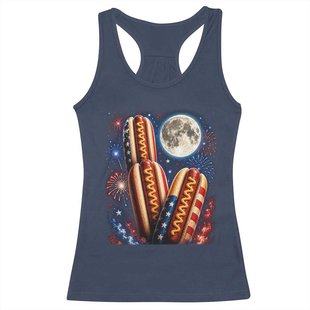4th Of July Hotdog Fireworks Racerback Tank Top American Food Lovers