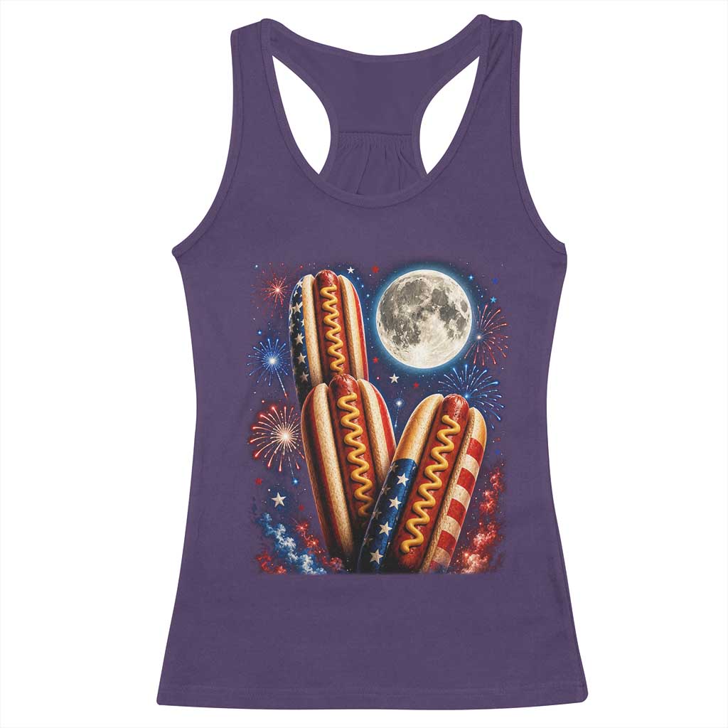 4th Of July Hotdog Fireworks Racerback Tank Top American Food Lovers
