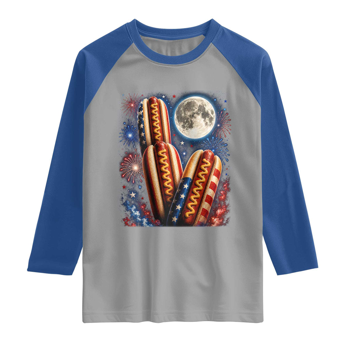 4th Of July Hotdog Fireworks Raglan Shirt American Food Lovers
