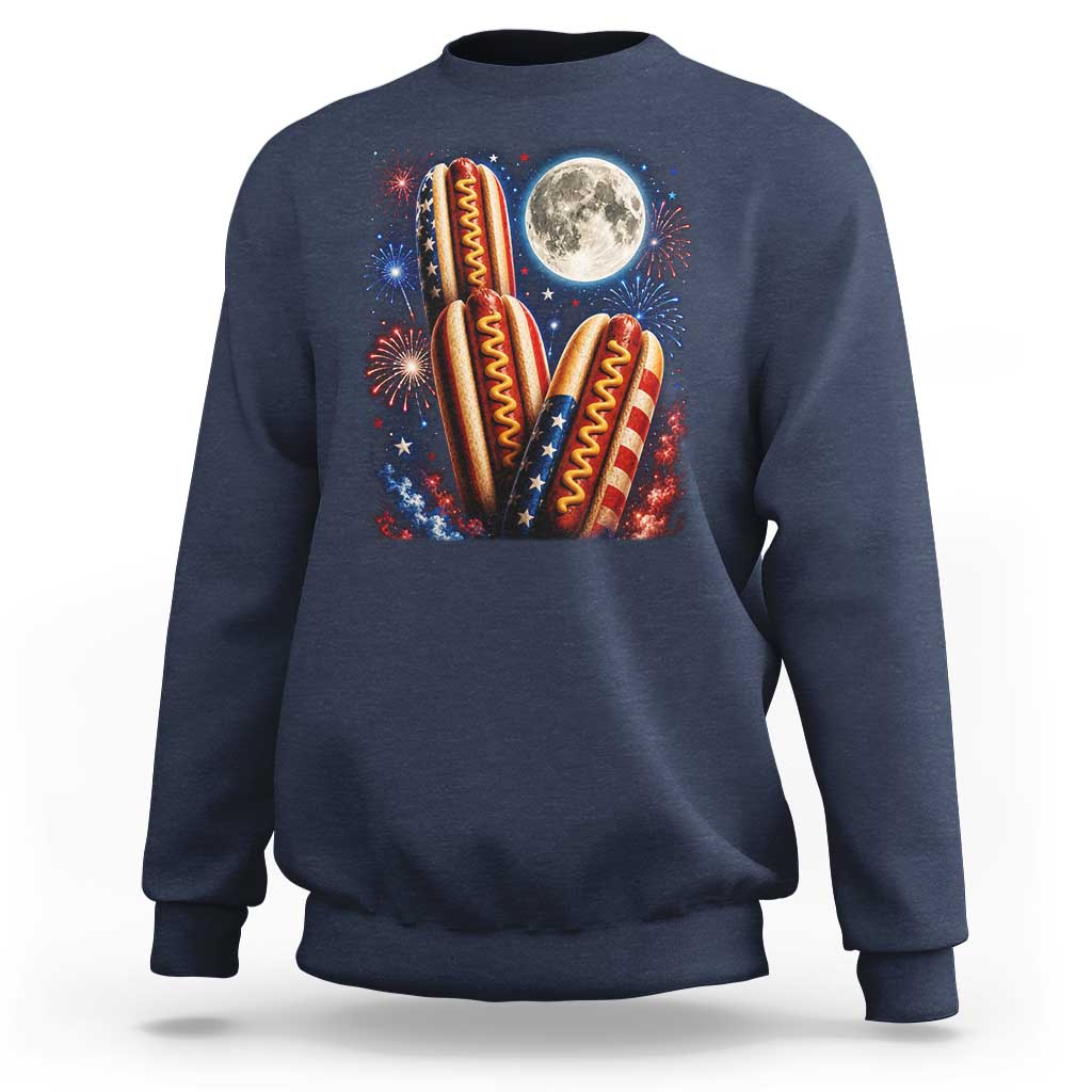 4th Of July Hotdog Fireworks Sweatshirt American Food Lovers