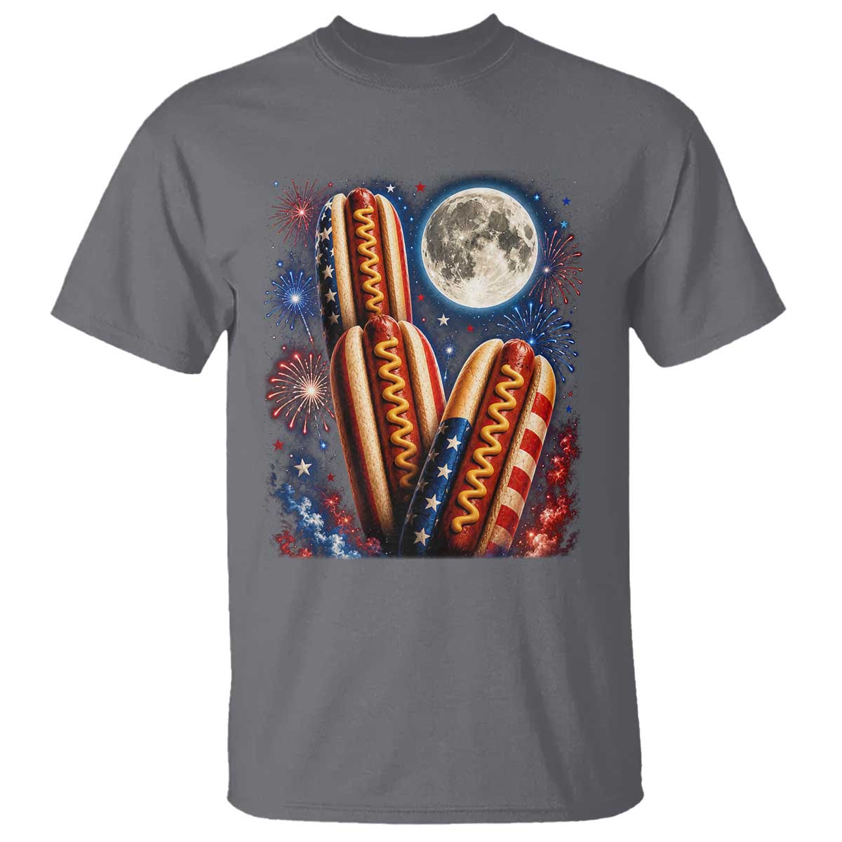 4th Of July Hotdog Fireworks T Shirt American Food Lovers