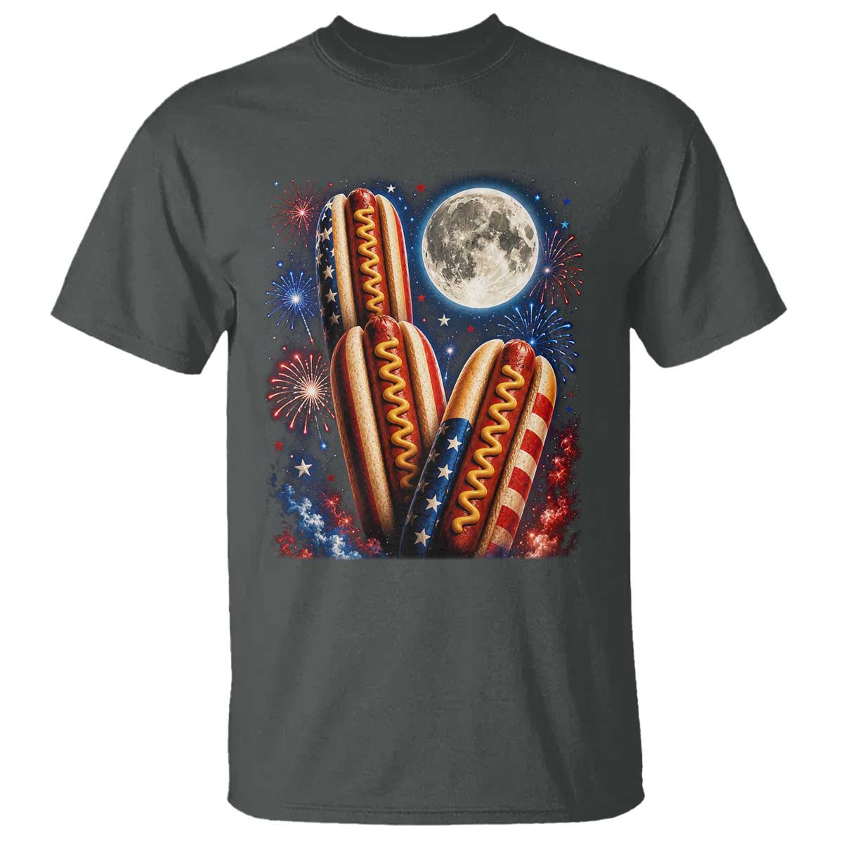 4th Of July Hotdog Fireworks T Shirt American Food Lovers