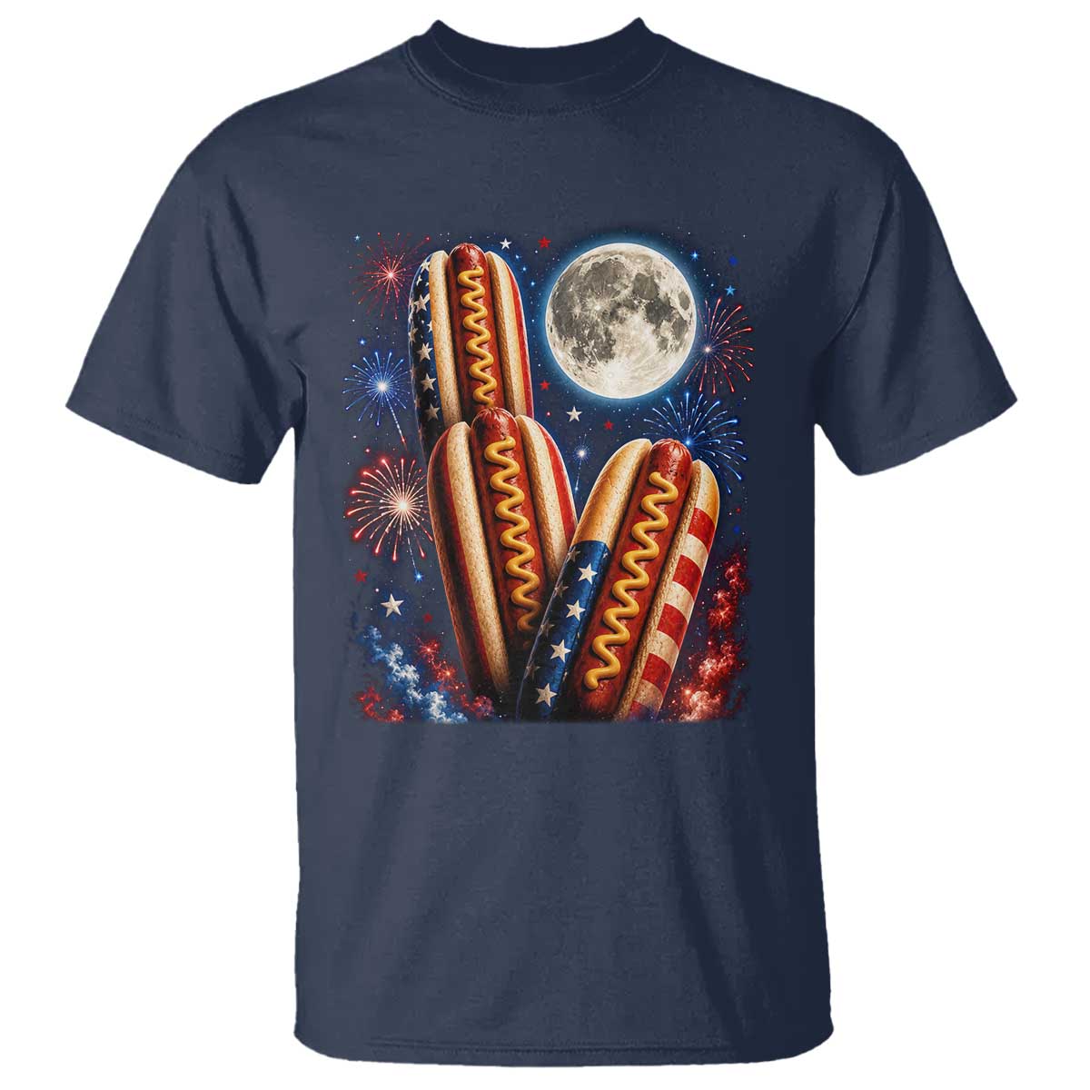 4th Of July Hotdog Fireworks T Shirt American Food Lovers