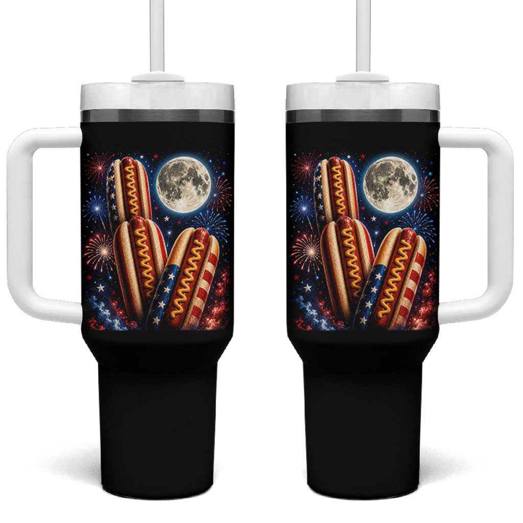 4th Of July Hotdog Fireworks Tumbler With Handle American Food Lovers