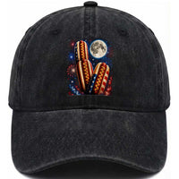 4th Of July Hotdog Fireworks Washed Cotton Baseball Cap American Food Lovers