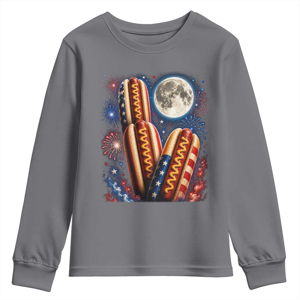 4th Of July Hotdog Fireworks Youth Sweatshirt American Food Lovers
