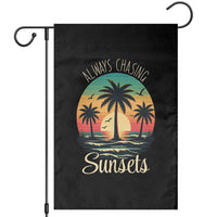 Vintage Always Chasing Sunsets Garden Flag Hawaiian Tropical Beach Graphic