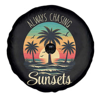 Vintage Always Chasing Sunsets Spare Tire Cover Hawaiian Tropical Beach Graphic