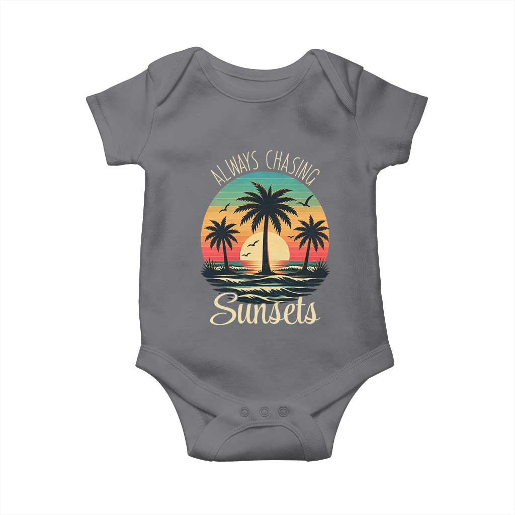 Vintage Always Chasing Sunsets Baby Onesie Hawaiian Tropical Beach Graphic
