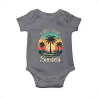 Vintage Always Chasing Sunsets Baby Onesie Hawaiian Tropical Beach Graphic