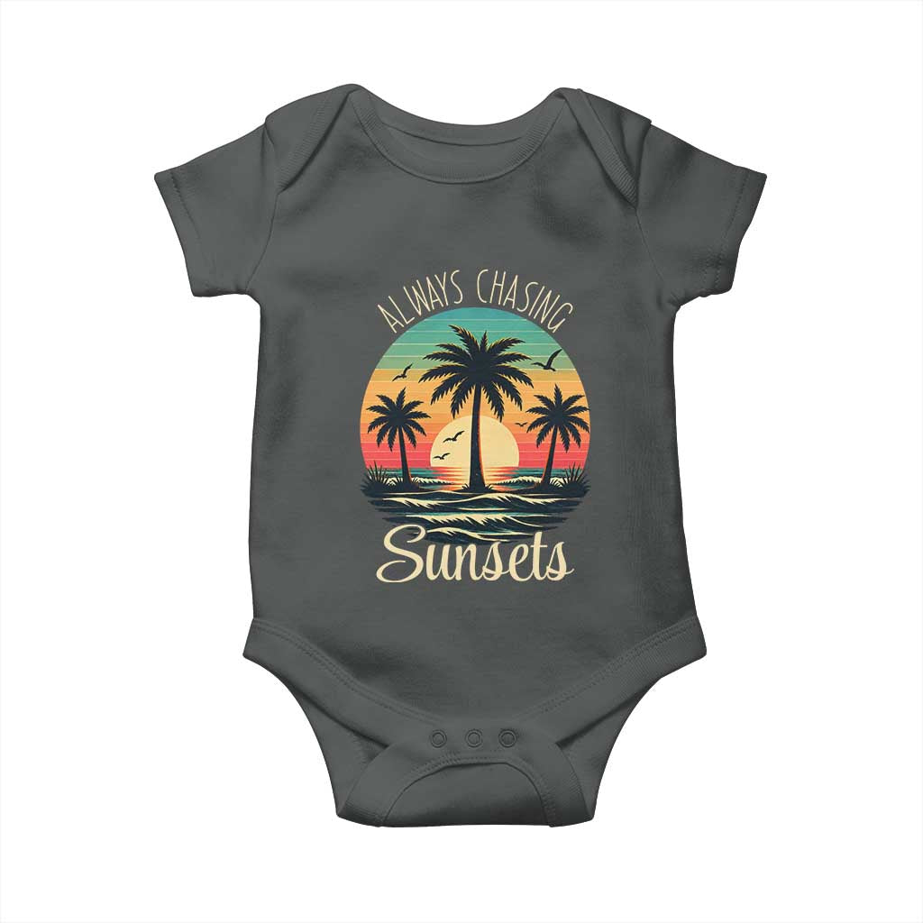 Vintage Always Chasing Sunsets Baby Onesie Hawaiian Tropical Beach Graphic