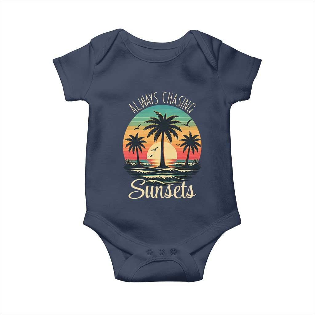 Vintage Always Chasing Sunsets Baby Onesie Hawaiian Tropical Beach Graphic