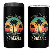 Vintage Always Chasing Sunsets 4 in 1 Can Cooler Tumbler Hawaiian Tropical Beach Graphic
