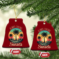 Vintage Always Chasing Sunsets Ceramic Ornament Hawaiian Tropical Beach Graphic