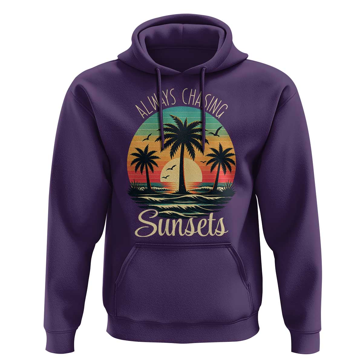Vintage Always Chasing Sunsets Hoodie Hawaiian Tropical Beach Graphic