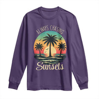 Vintage Always Chasing Sunsets Long Sleeve Shirt Hawaiian Tropical Beach Graphic