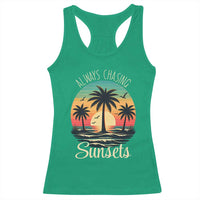 Vintage Always Chasing Sunsets Racerback Tank Top Hawaiian Tropical Beach Graphic