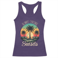 Vintage Always Chasing Sunsets Racerback Tank Top Hawaiian Tropical Beach Graphic
