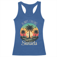 Vintage Always Chasing Sunsets Racerback Tank Top Hawaiian Tropical Beach Graphic