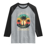 Vintage Always Chasing Sunsets Raglan Shirt Hawaiian Tropical Beach Graphic
