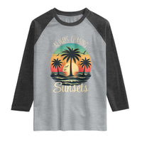 Vintage Always Chasing Sunsets Raglan Shirt Hawaiian Tropical Beach Graphic