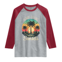 Vintage Always Chasing Sunsets Raglan Shirt Hawaiian Tropical Beach Graphic