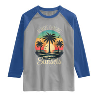 Vintage Always Chasing Sunsets Raglan Shirt Hawaiian Tropical Beach Graphic