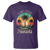 Vintage Always Chasing Sunsets T Shirt Hawaiian Tropical Beach Graphic