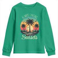 Vintage Always Chasing Sunsets Youth Sweatshirt Hawaiian Tropical Beach Graphic