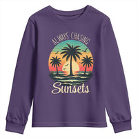 Vintage Always Chasing Sunsets Youth Sweatshirt Hawaiian Tropical Beach Graphic