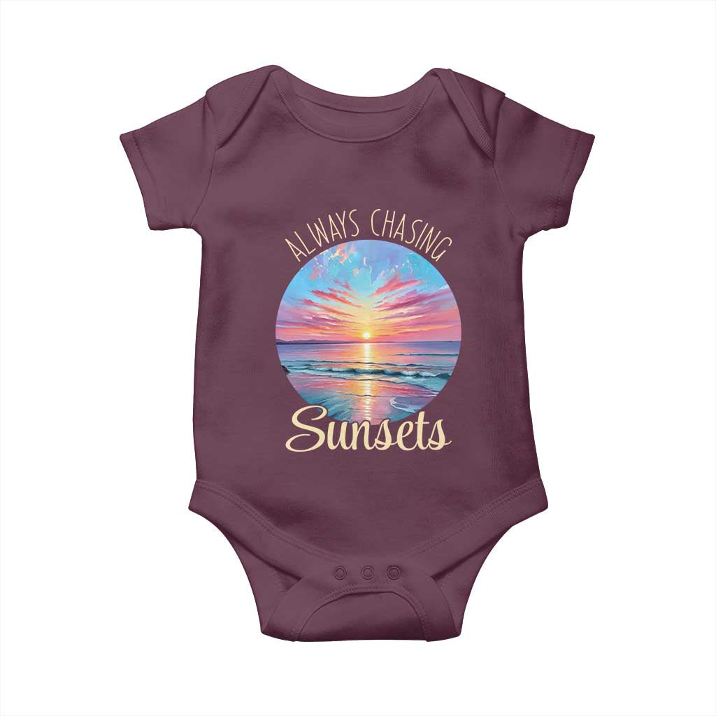 Always Chasing Sunsets Baby Onesie Summer Vacation Travel Gift