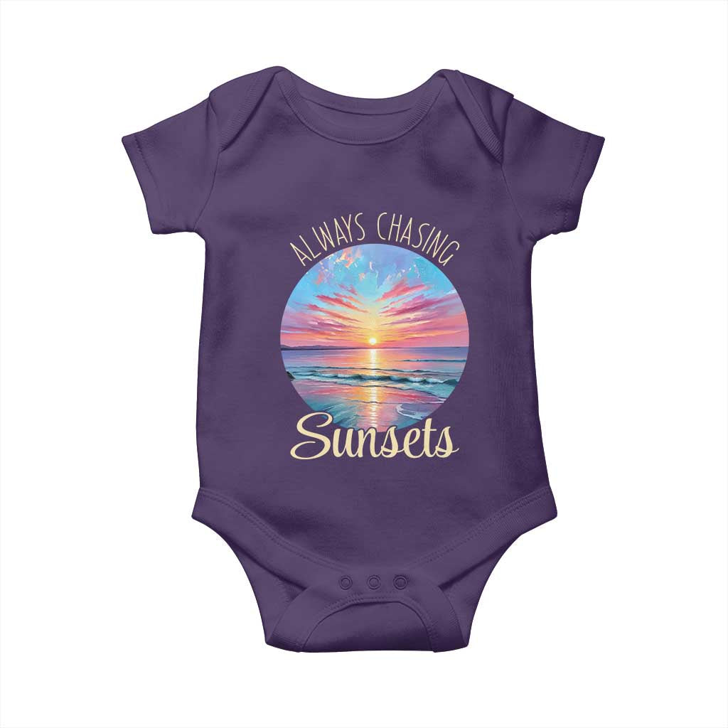 Always Chasing Sunsets Baby Onesie Summer Vacation Travel Gift
