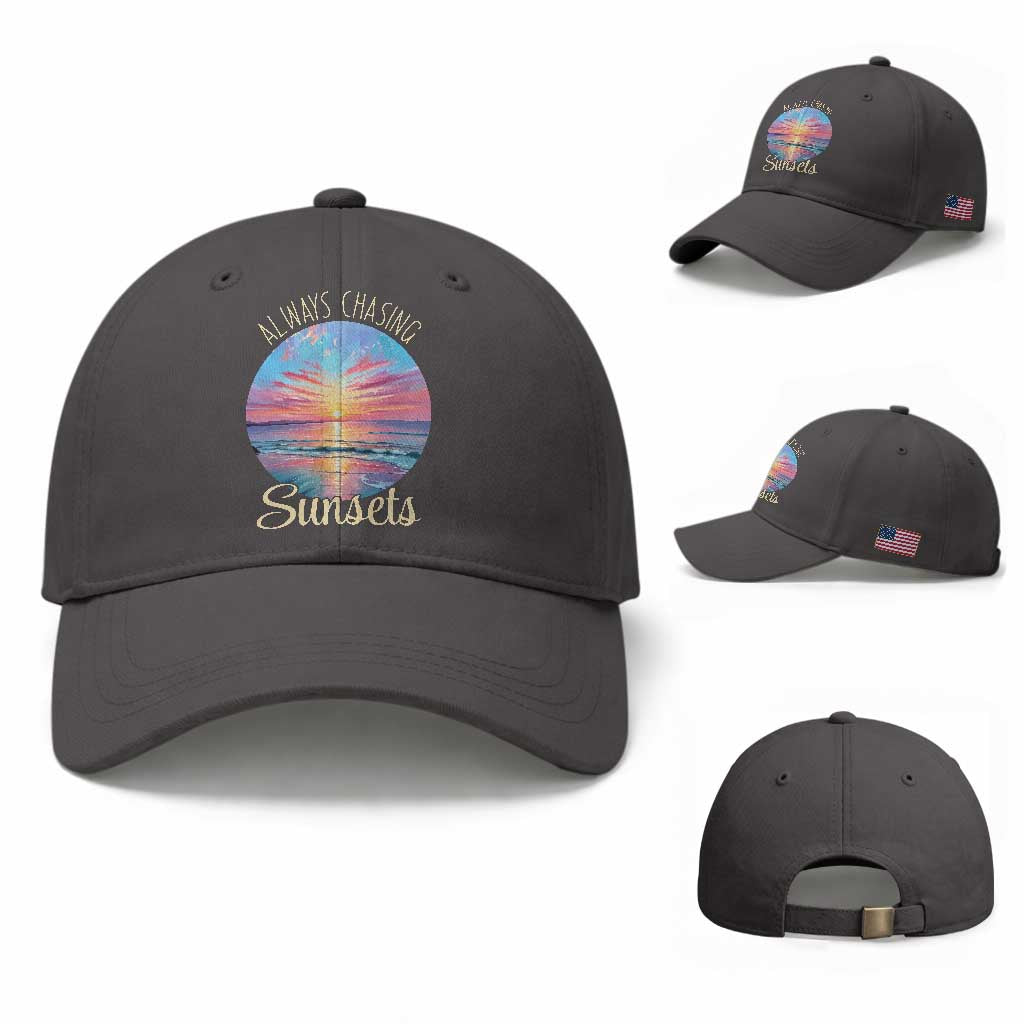 Always Chasing Sunsets Baseball Cap Summer Vacation Travel Gift
