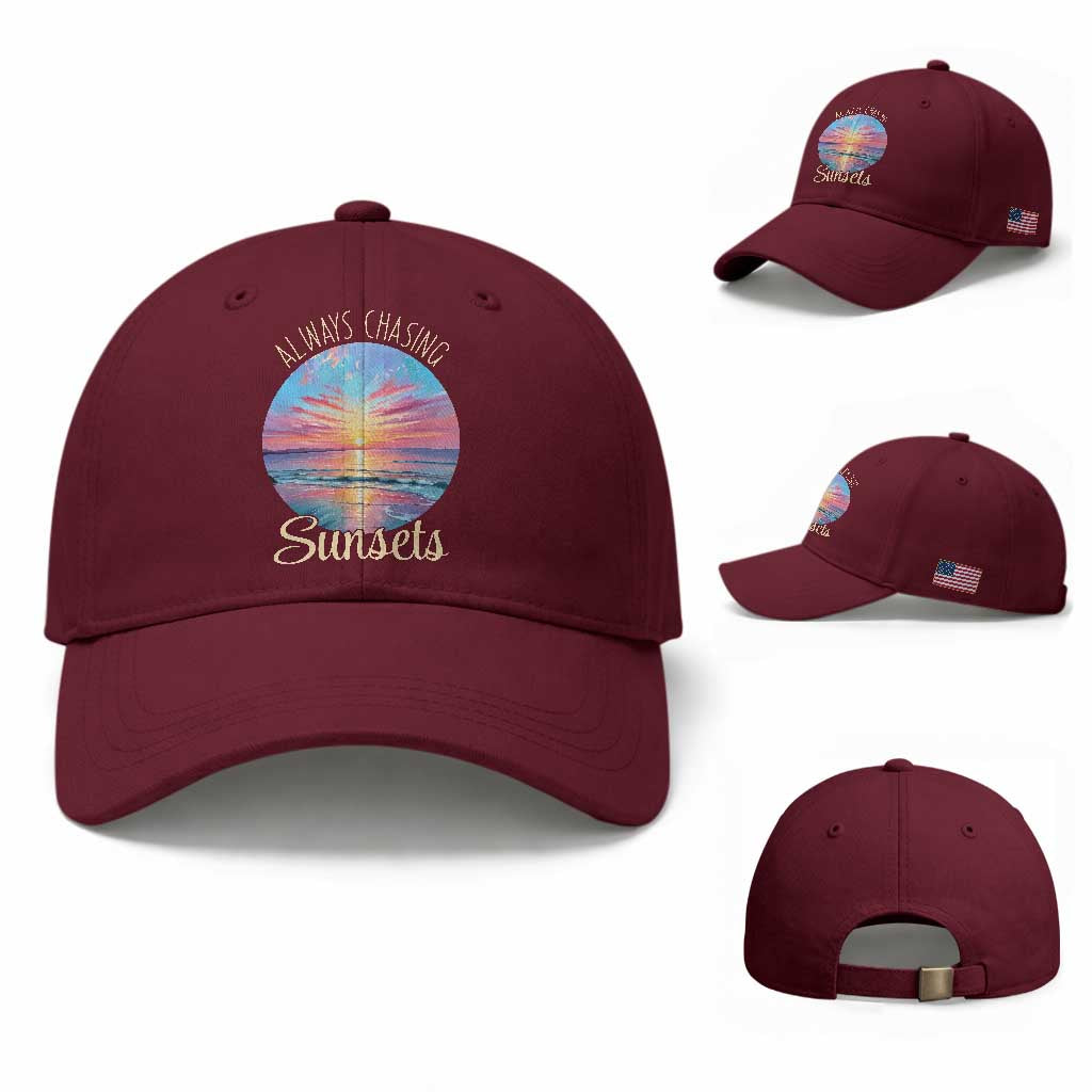 Always Chasing Sunsets Baseball Cap Summer Vacation Travel Gift